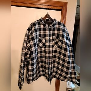 Men's 3x, Great Northwest, black & white, plaid, flannel jacket, quilted lining